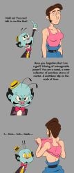 1boy 1girls billy_buckaroo breasts clothing color comic doctor_who female harmfulplant line_art male mr_ring-a-ding real_person self_insert text