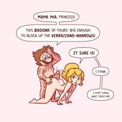 1boy 1girls ass ass_awe ass_focus breasts female male mario mario_(series) nikoto_all-stars_smashing nude penis princess_peach sex