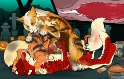 anal anal_sex angel_(velvetvlade) animal_genitalia animal_penis anthro anthro_on_feral anthro_penetrating anthro_penetrating_feral arcanine bite blood bodily_fluids canid canine canine_genitalia canine_penis closed_eyes collar_on_tail cum cum_in_ass cum_inside cum_on_feet cum_on_leg cum_on_penis cutaway ear_piercing ear_ring erection feet felid feral feral_penetrated fur generation_1_pokemon genital_fluids genitals group group_sex handjob hi_res killthe_demon knot lying male male/male male_penetrated male_penetrating male_penetrating_male mammal markings nintendo nude on_back open_mouth oral orange_body orange_fur outside penetration penile penile_penetration penile_spines penis penis_in_ass piercing plant pokemon pokemon_(species) red_body red_fur red_penis rimming ring_piercing sex shrub striped_arms striped_legs striped_markings striped_tail stripes tail tail_markings threesome tombstone tongue tongue_out tree white_body white_fur yellow_body yellow_fur zoophilia