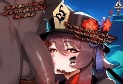 ai_generated blacked cuck cuckold cuckolding genshin_impact hot hu_tao_(genshin_impact) humiliation nelson_pose pregnant sex tattoos