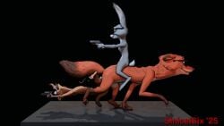 3d_(artwork) anal animated anthro balls bodily_fluids canid canine cum digital_media_(artwork) disney duke_weaselton eyewear female fox genital_fluids genitals group gun judy_hopps knot_pull knotting lagomorph leporid male male/male mammal mustelid musteline nick_wilde nude penis pussy rabbit ranged_weapon red_fox riding_on_back running sex sinicalsix sunglasses trio true_fox true_musteline vulva weapon weasel zootopia