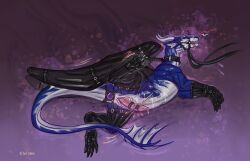 anal anal_sex armwear azmerond bondage bound bridle buttplug buttplug_in_ass buttplug_insertion cherubin clothing digital_drawing_(artwork) digital_media_(artwork) dragon egg_vibrator erection feet feral genitals hi_res horn latex latex_armwear latex_clothing latex_legwear legwear lying male mythological_creature mythological_scalie mythology object_in_ass on_side paws penetration penile penis plug_(sex_toy) plug_insertion quadruped reins scales scalie sex_toy sex_toy_in_ass sex_toy_insertion solo spread_legs spreading tail vibrator vibrator_on_penis