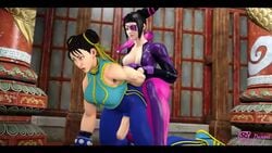 3d animated big_breasts breasts chun-li cleavage dentol dickgirl erection from_behind futa_on_futa futa_only futanari intersex juri_han large_breasts no_sound penis restrained source_filmmaker street_fighter video