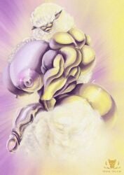 anthro ass big_butt big_muscles big_nipples big_pectorals big_penis bovid caprine digital_media_(artwork) digital_painting_(artwork) flaccid genitals hi_res huge_butt huge_cock huge_muscles huge_nipples hyper hyper_butt hyper_genitalia hyper_muscles hyper_nipples hyper_pectorals hyper_penis large_muscle large_pectorals male male_anthro mammal muscles muscular nipples painting_(artwork) pecs penis sheep solo wool_(disambiguation)