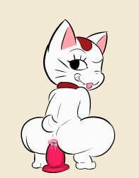age_difference anal anthro anus ass dandadan dildo domestic_cat felid feline felis female hi_res looking_back lube male mammal older_female one_eye_closed plushie rear_view sex_toy sleepyly smug solo tongue tongue_out turbo_granny_(dandadan) wink