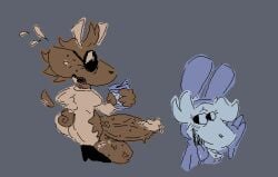 anthro ass balls beverage big_butt big_ears big_penis blush bodily_fluids boots bunny_costume bunoo_(thadeef3) clothing corruption costume cum deer digital_media_(artwork) duo female footwear genital_fluids genitals hair humanoid intersex jumpsuit kangaroo latte_(thadeef3) leaking_cum macropod male male/female mammal marsupial messy_hair penis restricted_palette shoes sweat thadeef3 tongue tongue_out toony toony_expression toony_eyes torn_clothing vein veiny_balls veiny_penis zipper