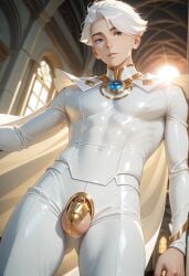 1boy ai_generated chastity_cage chastity_device femboy male male male_only nice rcos solo solo_focus solo_male to_be_hero_x twink white_hair yaoi