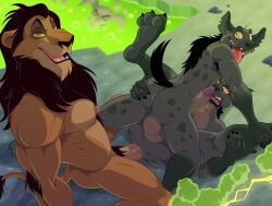 anti_dev banzai_(the_lion_king) biceps disney ed_(the_lion_king) erection ipples muscular pecsn penis scar_(the_lion_king) the_lion_king threesome triceps