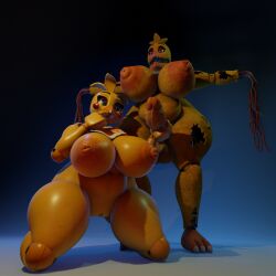 2025 3d_(artwork) 9:16 animatronic anthro areola ass avian big_breasts bird blender_(artwork) breasts chica_(fnaf) chicaxtoychica chicken digital_media_(artwork) duo female fingers five_nights_at_freddy's five_nights_at_freddy's_2 futanari galliform gallus_(genus) genitals huge_breasts intersex kneeling lil'goober looking_at_viewer machine mammal nipples nude penis phasianid pussy robot scottgames tongue toy_chica_(fnaf) vulva
