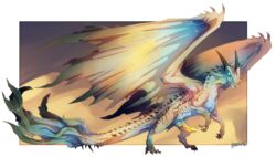 2018 capcom claws digital_media_(artwork) dragon erection feral male male_only monster_hunter monster_hunter_world nude open_mouth penis ravoilie scalie simple_background solo spikes tempered_xeno'jiiva video_games wings xeno'jiiva