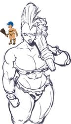 1girls 2025 abs absurd_res amazon_(futurama) belly_button biceps big_breasts black_and_white breasts busty cleavage clothed clothed_female clothing club_(weapon) curvaceous curvy earrings feet_out_of_frame female front_view fully_clothed futurama greyscale hair hi_res holding_object holding_weapon human kug large_breasts legs_together light-skinned_female light_skin loincloth looking_at_viewer medium_hair mohawk mole mole_above_mouth monochrome muscular muscular_arms muscular_female muscular_legs muscular_thighs navel reference_image simple_background solo sotcho standing stomach thick_thighs thighs weapon wide_hips