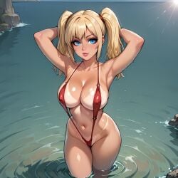 2d ai_generated ani_(twitter) ani_grok cartoon cartoony cute grok grok_(x) grok_(xai) needmymommy swimsuit western_art