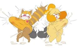 2018 3_toes aggressive_retsuko ahegao animal_crossing anthro ass balls big_balls big_butt big_penis big_thighs black_penis blush_stickers blushing clenched_hands crossover cum cum_explosion cum_from_navel cum_in_navel cum_on_floor cumdrip digital_media_(artwork) disembodied_penis duo excessive_pussy_juice fangs female floppy_ears hi_res huge_cock impossible_fit isabelle_(animal_crossing) mammal navel navel_ejaculation nintendo penis ponytail pussy_juice_trail raised_tail red_panda retsuko saliva saliva_string sanrio sharp_teeth shih_tzu smooth_fur sssonic2 stomach_bulge surprise_sex swinging_balls tears thick_cum thick_thighs twitch_lines video_games voluptuous white_background wide_hips wiggle_lines