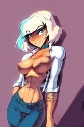 1girls abs ai_generated bare_arms bare_breasts bare_shoulders big_breasts blonde_hair blue_eyes color female fit_female gigiti hi_res jackie_lynn_thomas large_breasts light-skinned_female light_skin muscles muscular muscular_female nipples short_hair star_vs_the_forces_of_evil thick_thighs