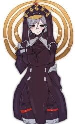 1girls 2025 2d 2d_(artwork) alternate_version_available android android_girl dore2801 female nun nun's_habit nun_hat nun_outfit oc priestess robot robot_girl signalis