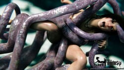 3d 3d_(artwork) dark_fantasy dark_fantasy_(artist) darkfantasyunlimited lara_croft lara_croft_(survivor) naked ocean restrained screaming suspension sweat tentacle tentacle_monster tentacle_rape tentacle_sex tomb_raider vaginal_penetration water