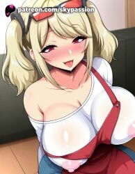1girls 2025 ai_assisted ai_generated anime artist_name bare_shoulders blonde_hair blush breast breasts burnice_white bust chest cleavage collarbone covered_nipples female hairband hi_res high_quality high_resolution highres looking_at_viewer off_shoulder open_mouth patreon patreon_username purple_eyes skypassion smile solo stable_diffusion tongue tongue_out twintails watermark zenless_zone_zero