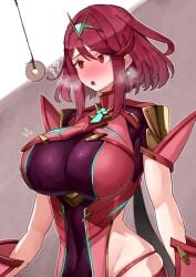 1girls absurdres aegis_sword_(xenoblade) bob_cut breasts chest_jewel core_crystal_(xenoblade) earrings female floating_earrings headpiece highres hypnosis jewelry large_breasts mind_control oniisan02b pyra red_hair swept_bangs xenoblade_(series) xenoblade_chronicles_2 yotsuha_uni yotsuhauni