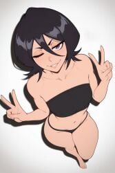 1girls 2d 2d_(artwork) ai_generated asian_female black_hair bleach bleach:_the_thousand-year_blood_war blush bra breasts brown_eyes curvaceous curvy curvy_female curvy_figure feet female female_only kuchiki_rukia light-skinned_female light_skin looking_at_viewer one_eye_closed peace_sign petite petite_body petite_female seductive seductive_look shadow short_hair slim_waist small_breasts smaller_female smile smiling_at_viewer thick_thighs thighs underwear waifuinvoker white_background