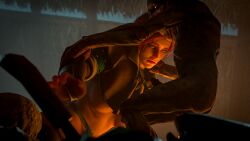 3d 4boys ass behind behind_view blender breasts captured female forced from_behind green_eyes medium_breasts medium_hair monster nekker panty_pull partially_clothed red_hair render tagme the_witcher_(series) the_witcher_3:_wild_hunt triss_merigold waifu