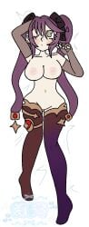 1164(artist) big_breasts body_pillow breasts cutecore female full_body genshin_impact mona_(genshin_impact) mostly_nude no_ai pixiv purple_hair silly