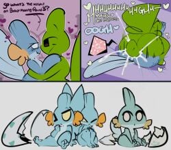 1upgobbo anthro ass balls bodily_fluids cum cum_inside duo english_text female generation_2_pokemon generation_3_pokemon genital_fluids genitals impregnation larvitar male male/female mudkip nintendo ovum penetration pokemon pokemon_(species) sex sperm_cell taur text