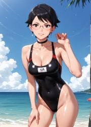1girls 2d ai_generated areolae armpit bare_arms beach big_breasts black_eyes black_hair boruto:_two_blue_vortex breasts chest cleavage curvy curvy_figure cute cute_face detailed eyelashes eyeshadow female female_only fit fit_female focus hair high_quality large_breasts legs light-skinned_female light_skin lips lipstick looking_at_viewer makeup mascara medium_breasts naruto naruto_(series) nero100 outdoors outside pale-skinned_female pale_skin perky_breasts petite petite_body petite_female posing sarada_uchiha seductive seductive_look short_hair skinny skinny_girl stable_diffusion swimsuit swimwear tagme teenager thighs thin_waist twintails