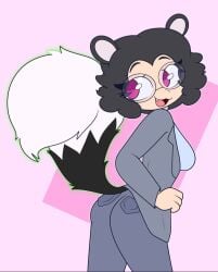 anthro black_hair clothing elegant_clothes female furry furry_female glasses long_tail mandoy1o1 not_porn original_character pink_eyes safe