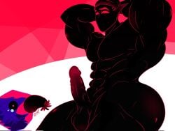 abs avian avian_humanoid bara beefy_demon_acc big_ass bird choking_on_cock corviknight crow crying crying_with_eyes_open demon ethan_(beefy_demon_acc) funny gay muscular muscular_arms muscular_male penis pokemon_(species) tears tears_in_eyes veiny_penis