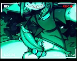 animal_genitalia anthro balls big_penis blush bodily_fluids camera camera_hud camera_overlay camera_view canid canine clothed clothing cum.cat digital_media_(artwork) english_text erection femboy fox fur furry genital_fluids genitals hair male mammal night nude outside penis penta_(cum.cat) presenting presenting_penis recording simple_background sky smile solo tail text