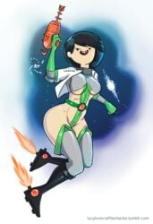 beth_tezuka black_hair bravest_warriors lucy_lovecraft open_mouth spacesuit wide_hips