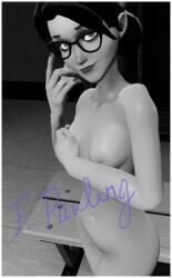 black_and_white female gloves miss_pauling misspauling nipples nude nude_female painted_nails picture solo solo_female tagme team_fortress_2 tf2