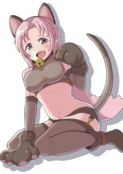 1girls bell big_breasts breasts cat_bell cat_ears cat_girl cat_paws cat_tail catgirl collar d4dj female grey_eyes long_hair pink_hair tamakeri_yoshiko yano_hiiro