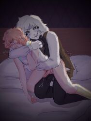 bedroom bedroom_sex christopher_pierre clothed clothed_sex clothing crying crying_while_penetrated crying_with_eyes_open cum cum_in_ass cum_on_clothes cumming dim_lighting dubcon dubious_consent eyes_rolled_back eyes_rolling_back fucked_from_behind fucked_silly ghost_and_pals kennith_simmons male malesub mattress men night nighttime peach_hair penis sex_on_bed small_dick small_penis the_distortionist tsuk___1 twink twink_penetrated twinks white_hair white_skin
