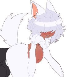 anal anal_sex aurihev big_belly cum_in_ass cum_inflated_belly dark_skin femboy hair_over_eyes inflation kemonomimi male small_breasts stomach_bulge werewolf white_hair wolf wolf_ears wolf_tail