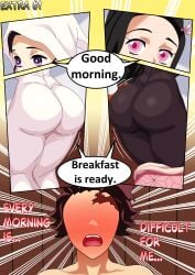 1boy 2girls ass big_ass demon_slayer female incest kamado_kie kamado_nezuko kamado_tanjirou kimetsu_no_yaiba male thighs xvanana100
