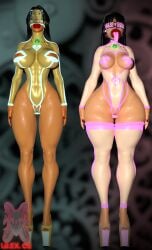 :>= big_ass big_breasts blowbot_(ibex) blowjob blowjob_face body_modification bodysuit chel corruption disney drone dronification fellatio ibex-cg ibex_(company) mind_break mind_control pocahontas pocahontas_(character) the_road_to_el_dorado transformation