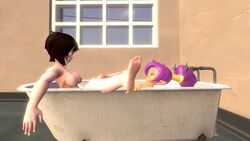 2022 2girls 3d bath bath_tub big_breasts boobs crossover female female_only legs lesbian multiple_girls ruby_rose rwby sfm shantae shantae:_half-genie_hero shantae_(character) smooth_skin source_filmmaker yuri