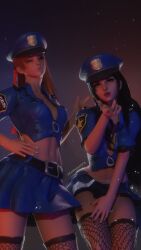 3d 3d_(artwork) 3d_background 3d_model 3d_render 8k blowjob final_fantasy final_fantasy_xiv gaia_(ffxiv) hi_res highres imminent_sex kazworksnsfw minfilia police_uniform policewoman ryne_waters square_enix