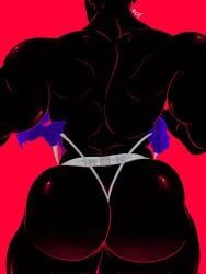 avian avian_humanoid bara beefy_demon_acc big_ass big_ass_(male) butt_crack corviknight demon ethan_(beefy_demon_acc) gay jockstrap jockstrap_only jockstrap_pull male muscular muscular_back muscular_male original_characters pokemon_(species) shiny_ass