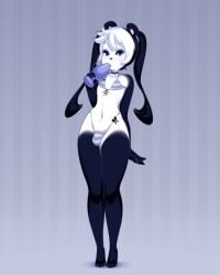 abstrack_background anthro balls_outline bear bikiini bikini bikini_bulge black_body black_fur black_hair blue_eyes bow_ribbon bulge buttplug buttplug_in_mouth choker clothing detailed_bulge femboy fur genital_outline giant_panda gloves_(marking) hair hi_res jewelry leg_markings male mammal markings miu navel necklace oral oral_penetration pattern_bikini pattern_clothing pattern_swimwear penetration plug_(sex_toy) quinn_(miu) seductive sex_toy sex_toy_in_mouth sex_toy_insertion small_waist socks_(marking) solo standing striped_bikini striped_clothing striped_swimwear stripes swimwear twintails two-piece_swimsuit white_body white_fur white_hair
