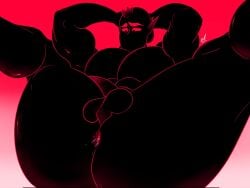 abs anus anus_peek ass_focus bara beefy_demon_acc big_ass demon ethan_(beefy_demon_acc) gay legs_apart legs_up muscular muscular_arms muscular_male penis veiny_penis wet_anus