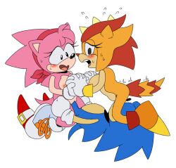 amy_rose blush classic_amy_rose classic_sonic cowgirl_position cunnilingus facesitting female female/female/male holding_hands leatherruffian male male/female/female nervous sonic_(series) sonic_the_hedgehog sonic_the_hedgehog_(series) threesome trip_the_sungazer vaginal_penetration