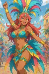 ai_generated bikini carnival carnival_(holiday) carnival_outfit dancer dancing dark_skin dark_skinned_female kirche_augusta_frederica_von_anhalt_zerbst zero_no_tsukaima