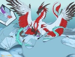 2025 absurd_res anal anal_sex animal_genitalia black_body black_claws black_feathers blue_hair capcom claws close-up dragon duo elder_dragon erection european_mythology facial_hair feathered_crest feathered_wings feathers feral feral_on_feral feral_penetrated feral_penetrating feral_penetrating_feral finger_claws from_front_position genital_slit genitals goatee hair hasbro head_crest hi_res horn long_neck lying magic:_the_gathering male male/male male_penetrated male_penetrating male_penetrating_male membrane_(anatomy) membranous_wings missionary_position monster_hunter mountain mythological_creature mythological_scalie mythology ojutai on_back penetration penis pinned pinned_to_ground prehensile_penis raventalons red_body red_feathers scalie sex signature snow spread_wings tapering_penis toe_claws western_dragon white_body white_feathers wing_claws wings wizards_of_the_coast wyvern