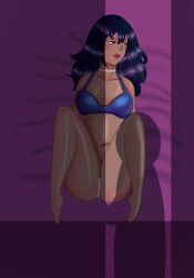bed big_breasts blue_bra bra breasts closed_eyes collar female fnf_mod la_mondongo long_hair milf mondongo nestoku pov pussy vagina vaginal_penetration