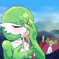 blowjob blush excessive_cum fellatio female gardevoir giant_breasts giantess giantess_fellatio kirlia larger_female male nintendo nude oral_sex oversized_fellatio pokemon pokemon_(species) restrained seductive smaller_male stupidsexysensei thick_lips