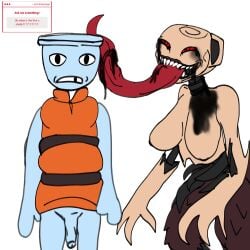1boy1girl dandy's_world finn_(dandy's_world) ichor jxci long_tongue scared self_upload strawpage_request twisted_shelly_(dandy's_world)