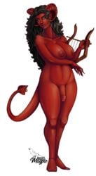 1futa areolae big_breasts breasts demon dickgirl disturbia foreskin futa_only futanari horns intersex large_breasts nipples nude red_skin solo solo_futa succubus tail uncut