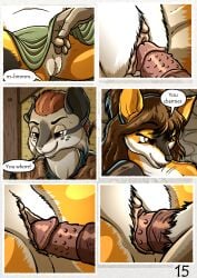 absurd_res anthro brown_hair canid canine canis comic domestic_dog fantasy felid feline female fur genitals german_spitz hair hi_res large_spitz long_hair lynx madlaine_mckraven male mammal medieval penetration penis prostitution pussy red_eyes sex spitz the_quest_for_quests tqfq vaginal_penetration vaginal_penetration white_body white_fur yellow_body yellow_fur zaiksmckraven